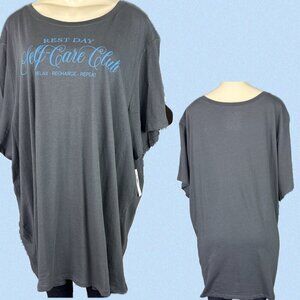 Torrid +5 Steel Gray Self Care Graphic Crew Neckline Cotton Short Sleeve Tee